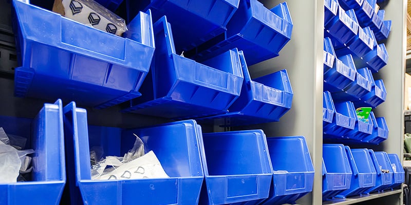 4-Post-Shelving-with-Bins-Military-Storage-Cabinets