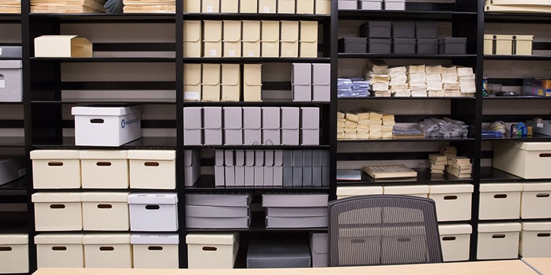 Corporate-Archives-Stored-on-4-Post-Shelving