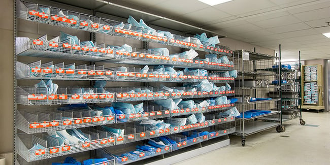 Wire-bin-shelving-for-medical-supplies