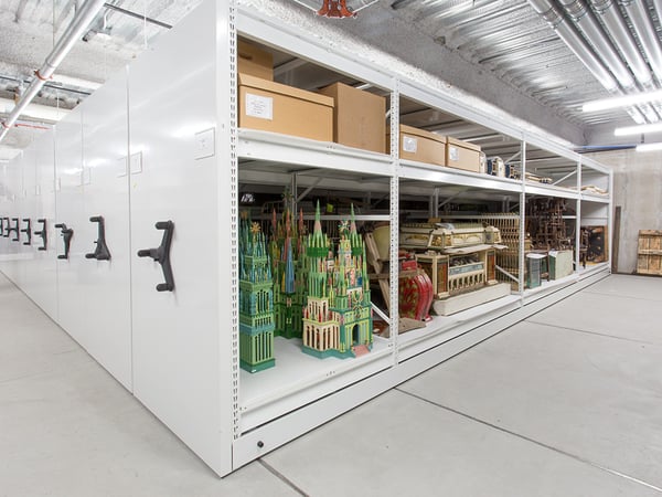 mechanical-assist mobile shelving